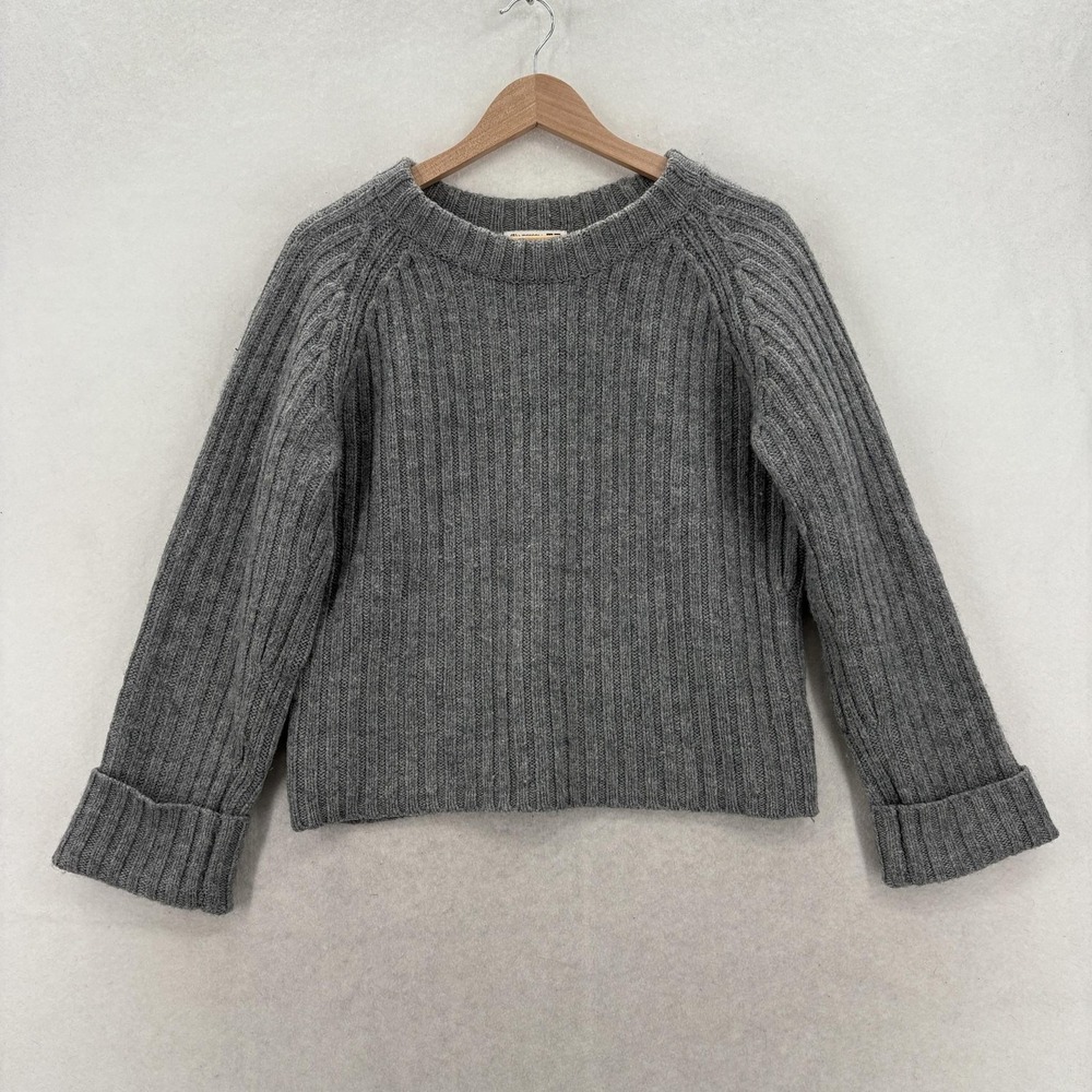 JW Anderson X Uniqlo Sweater Womens Large Gray Chunky Ribbed Knit Pullover Cozy